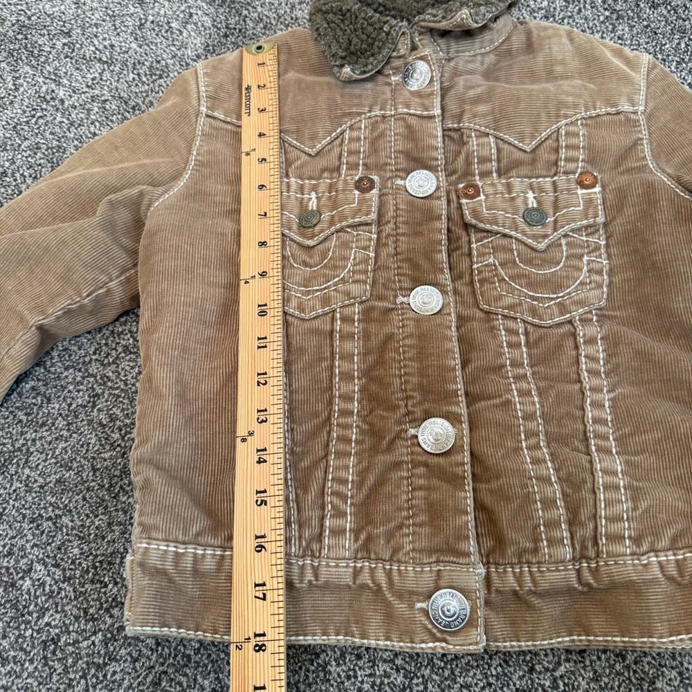 True Religion Corduroy Sherpa Jacket Brown Trucker World Tour Size Small - Picture 11 of 13